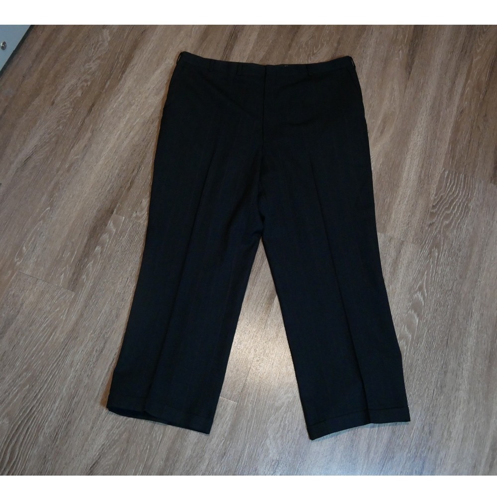 Mens Pinstripe Dress Pants Navy Purple Stripe Cuffed Flat Front Trousers 38x27